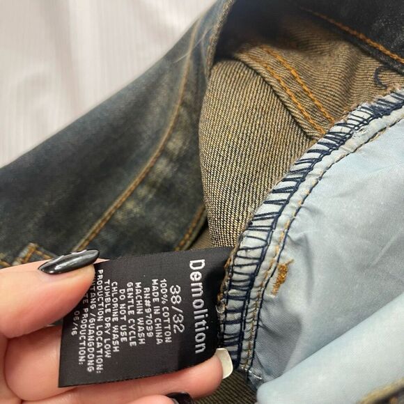 Demolition Destroyed Distressed Men’s Denim Jeans Size 38 X 33 - Picture 9 of 11